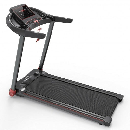 2.25HP Electric Folding Treadmill with HD LED Display and APP Control Speaker - Color: Black