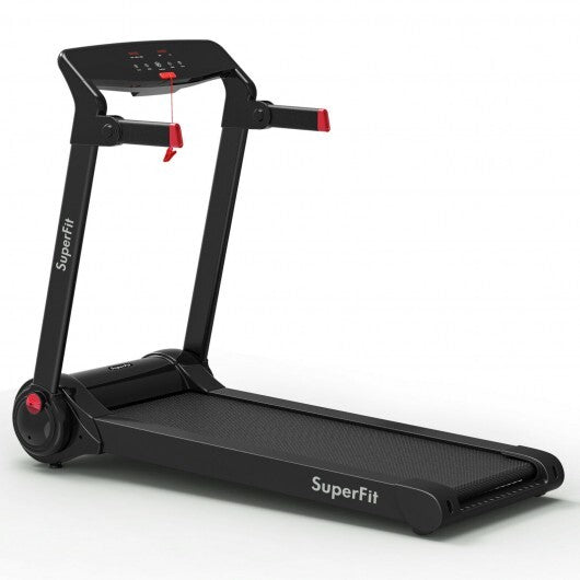 3HP Electric Folding Treadmill with Bluetooth Speaker-Red - Color: Red