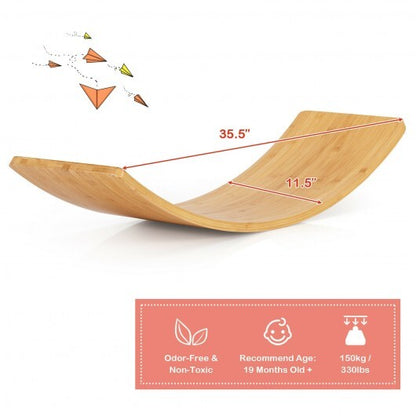 35.5 Inch Wooden Wobble Balance Board for Toddler and Adult - Color: Natural