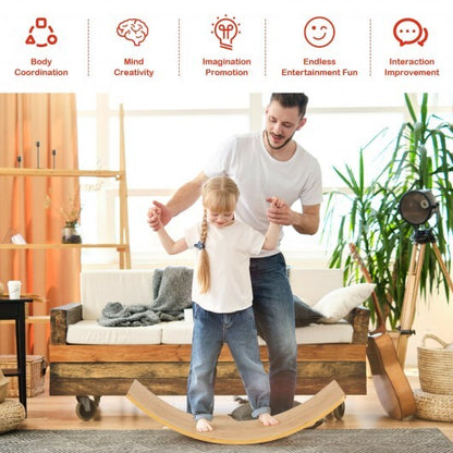 35.5 Inch Wooden Wobble Balance Board for Toddler and Adult - Color: Natural