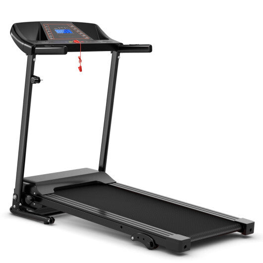 1.0 HP Foldable Treadmill Electric Support Mobile Power - Color: Black