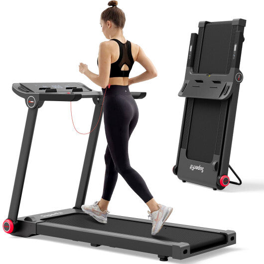 3.75HP Folding Treadmill with APP and 12 Preset Programs - Color: Black