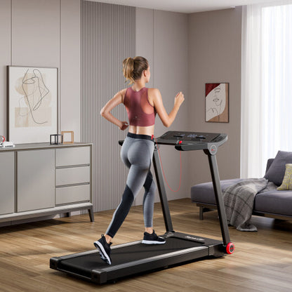 3.75HP Folding Treadmill with APP and 12 Preset Programs - Color: Black