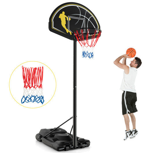 4.25-10 Feet Portable Adjustable Basketball Goal Hoop System - Color: Black