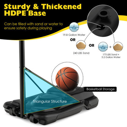 4.25-10 Feet Portable Adjustable Basketball Goal Hoop System - Color: Black