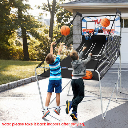 Foldable Dual Shot Basketball Arcade Game with Electronic Scoring System - Color: Black