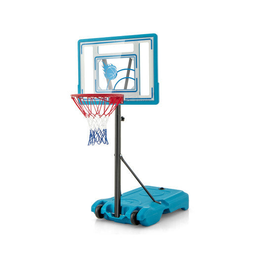 3.8-4.4 Feet Height Adjustable Pool Basketball Hoop for Kids Teens and Adults-Blue - Color: Blue