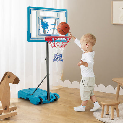 3.8-4.4 Feet Height Adjustable Pool Basketball Hoop for Kids Teens and Adults-Blue - Color: Blue