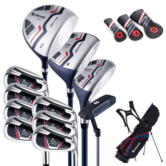 11 Pieces Complete Golf Club Package Set-Blue - Color: Blue