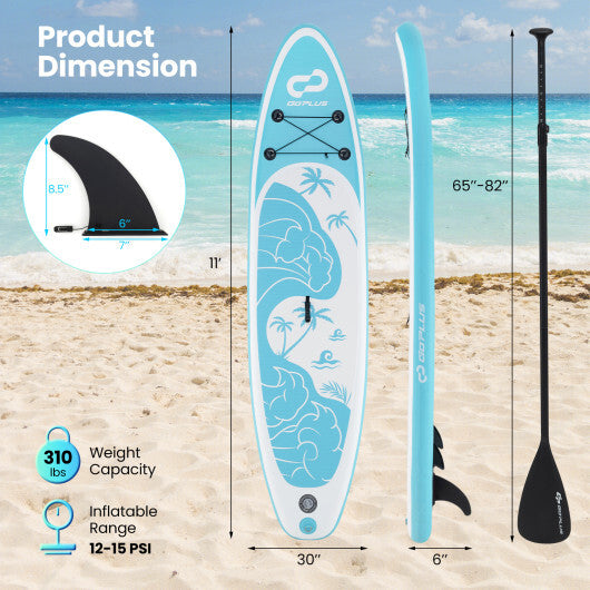 10/11 Feet Inflatable Stand Up Paddle Board with Premium SUP Accessories-L - Size: L