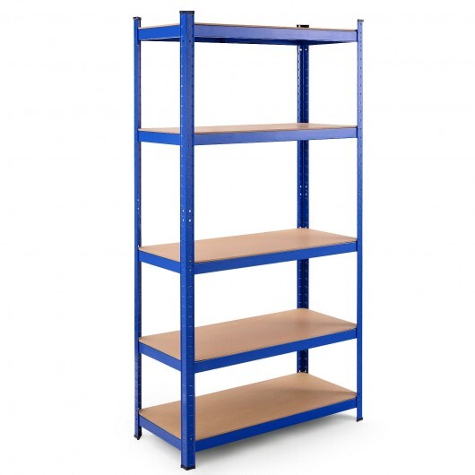 71 inch Heavy Duty Steel Adjustable 5 Level Storage Shelves-Blue - Color: Blue