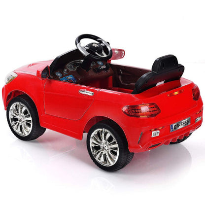 6V Kids Remote Control Battery Powered LED Lights Riding Car-Red - Color: Red