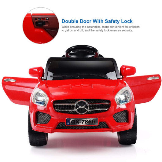 6V Kids Remote Control Battery Powered LED Lights Riding Car-Red - Color: Red