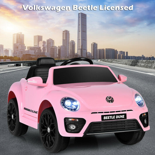 Volkswagen Beetle Kids Electric Ride On Car with Remote Control-Pink - Color: Pink