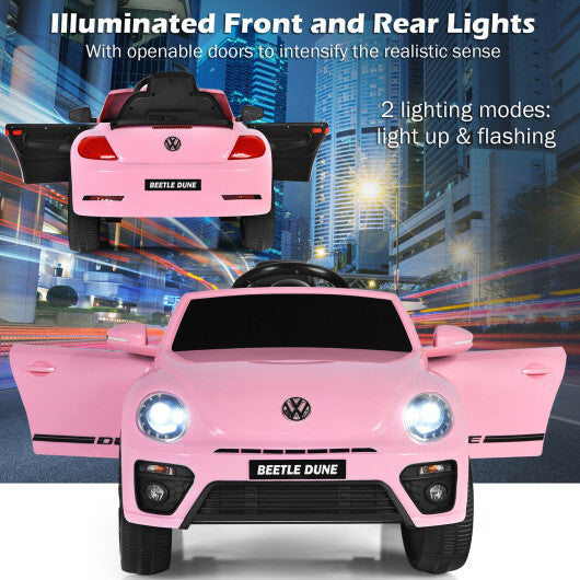 Volkswagen Beetle Kids Electric Ride On Car with Remote Control-Pink - Color: Pink