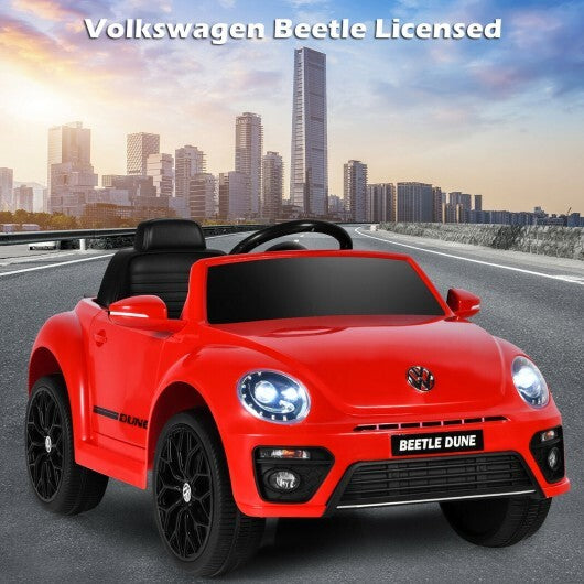 Volkswagen Beetle Kids Electric Ride On Car with Remote Control-Red - Color: Red