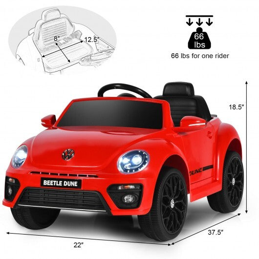 Volkswagen Beetle Kids Electric Ride On Car with Remote Control-Red - Color: Red