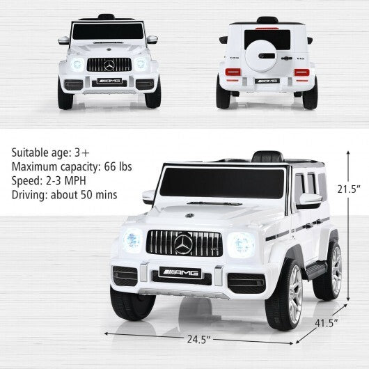 12V Mercedes-Benz G63 Licensed Kids Ride On Car with Remote Control-White - Color: White