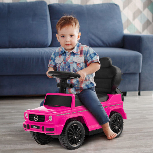 3-In-1 Ride on Push Car Mercedes Benz G350 Stroller Sliding Car with Canopy-Pink - Color: Pink