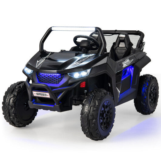 12V 2-Seater Kids Ride on UTV with Slow Start Function Music-Black - Color: Black