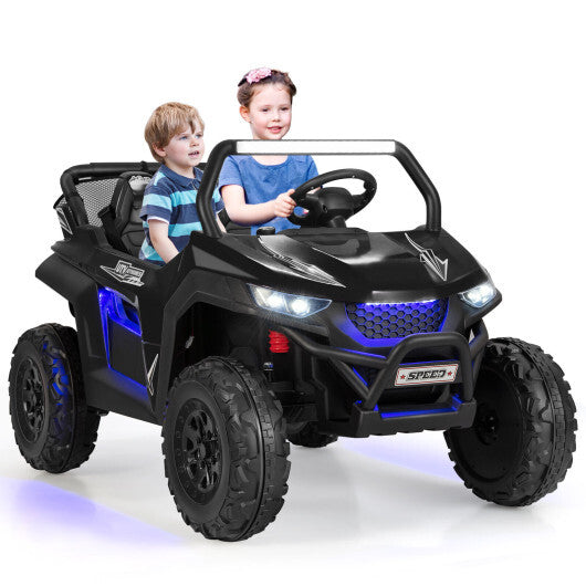 12V 2-Seater Kids Ride on UTV with Slow Start Function Music-Black - Color: Black