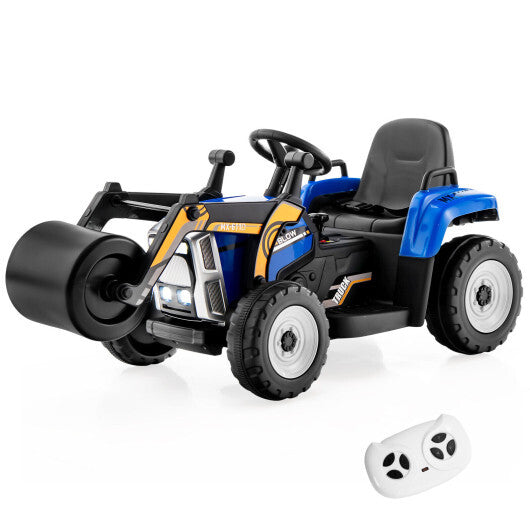 12V Kids Ride on Road Roller with 2.4G Remote Control-Blue - Color: Blue