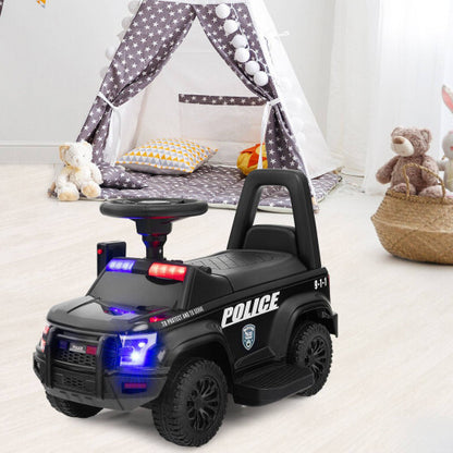 6V Kids Ride On Police Car with Real Megaphone and Siren Flashing Lights-Black - Color: Black