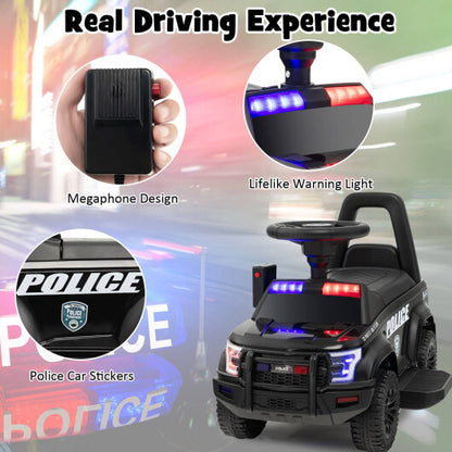 6V Kids Ride On Police Car with Real Megaphone and Siren Flashing Lights-Black - Color: Black