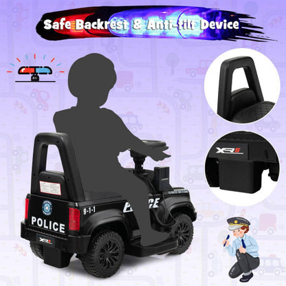 6V Kids Ride On Police Car with Real Megaphone and Siren Flashing Lights-Black - Color: Black