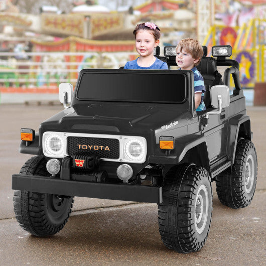 12V 2-Seat Licensed Kids Ride On Toyota FJ40 Car with 2.4G Remote Control-Black - Color: Black