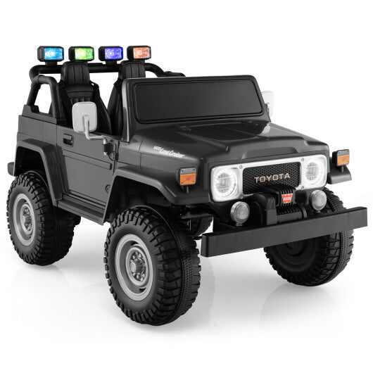 12V 2-Seat Licensed Kids Ride On Toyota FJ40 Car with 2.4G Remote Control-Black - Color: Black