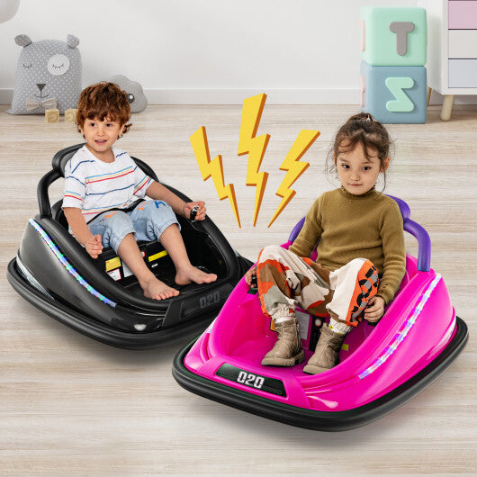 12V Kids Bumper Car Ride on Toy with Remote Control and 360 Degree Spin Rotation-Black - Color: Black