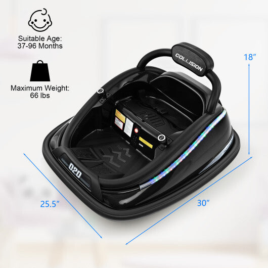 12V Kids Bumper Car Ride on Toy with Remote Control and 360 Degree Spin Rotation-Black - Color: Black