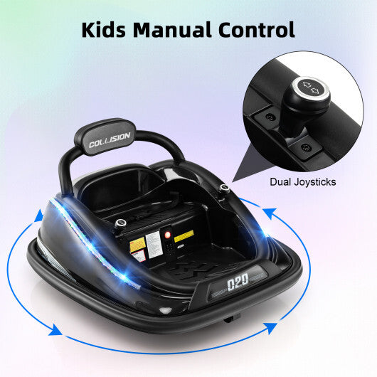 12V Kids Bumper Car Ride on Toy with Remote Control and 360 Degree Spin Rotation-Black - Color: Black