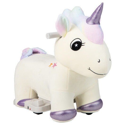 6V Electric Animal Ride On Toy with Music and Handlebars-Beige - Color: Beige