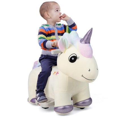 6V Electric Animal Ride On Toy with Music and Handlebars-Beige - Color: Beige