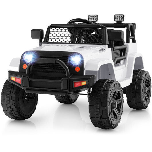 12V Kids Ride On Truck with Remote Control and Headlights-White - Color: White