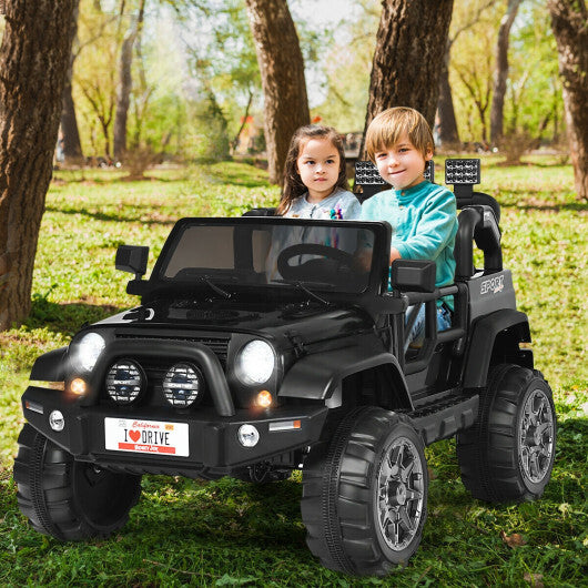 12V 2-Seater Ride on Car Truck with Remote Control and Storage Room-Black - Color: Black