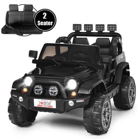 12V 2-Seater Ride on Car Truck with Remote Control and Storage Room-Black - Color: Black