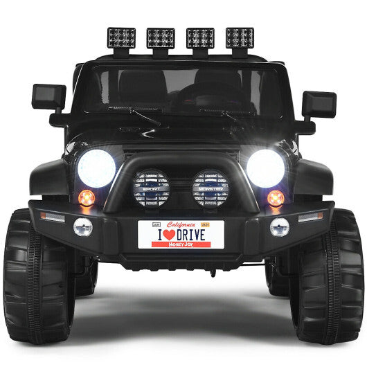 12V 2-Seater Ride on Car Truck with Remote Control and Storage Room-Black - Color: Black