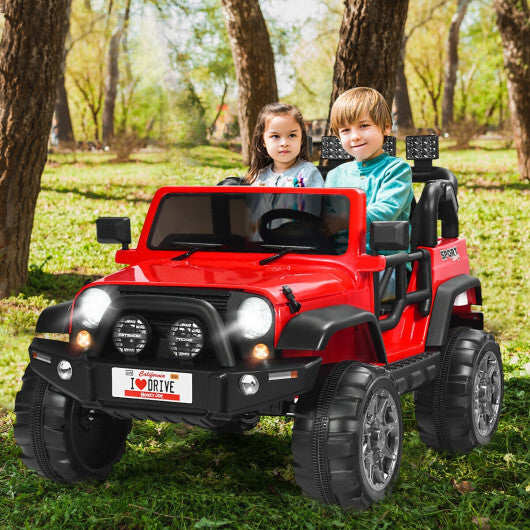 12V 2-Seater Ride on Car Truck with Remote Control and Storage Room-Red - Color: Red