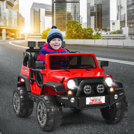 12V 2-Seater Ride on Car Truck with Remote Control and Storage Room-Red - Color: Red