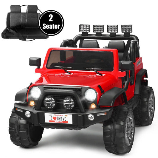 12V 2-Seater Ride on Car Truck with Remote Control and Storage Room-Red - Color: Red