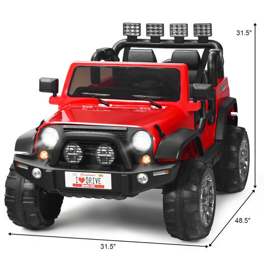 12V 2-Seater Ride on Car Truck with Remote Control and Storage Room-Red - Color: Red