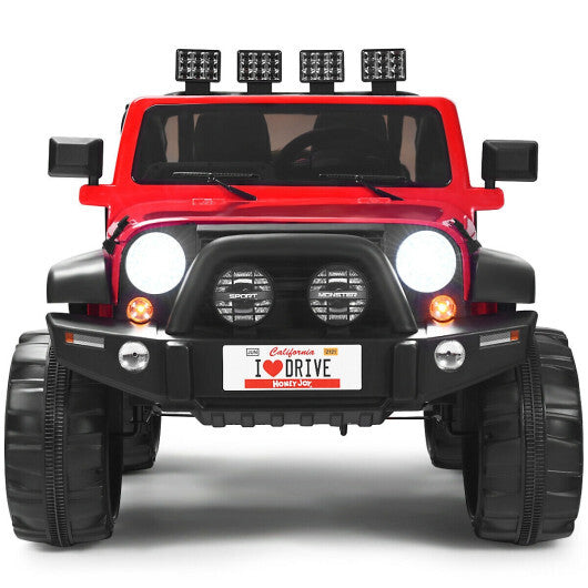 12V 2-Seater Ride on Car Truck with Remote Control and Storage Room-Red - Color: Red