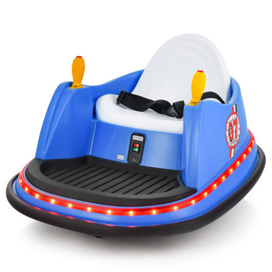 12V Electric Kids Ride On Bumper Car with Flashing Lights for Toddlers-Blue - Color: Blue