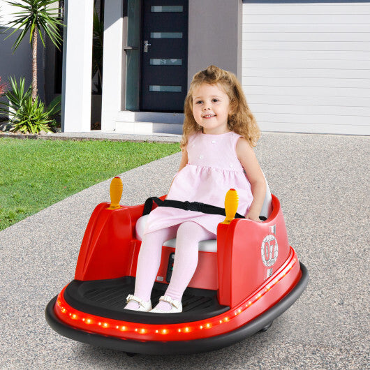 12V Electric Kids Ride On Bumper Car with Flashing Lights for Toddlers-Red - Color: Red