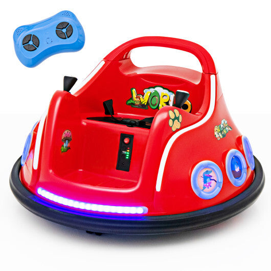 12V Electric Ride On Car with Remote Control and Flashing LED Lights-Red - Color: Red