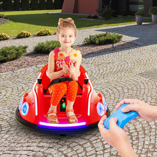 12V Electric Ride On Car with Remote Control and Flashing LED Lights-Red - Color: Red