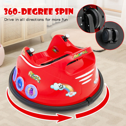 12V Electric Ride On Car with Remote Control and Flashing LED Lights-Red - Color: Red